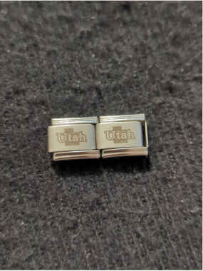 Vintage Tucci Stainless Steel Utah 9mm Italian Charm Bracelet Charms - Set Of 2